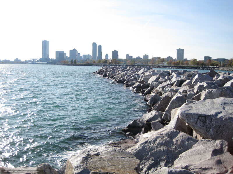 city skyline by the water