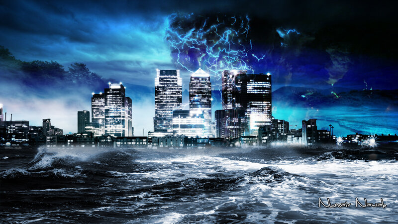 City Skyline During Storm