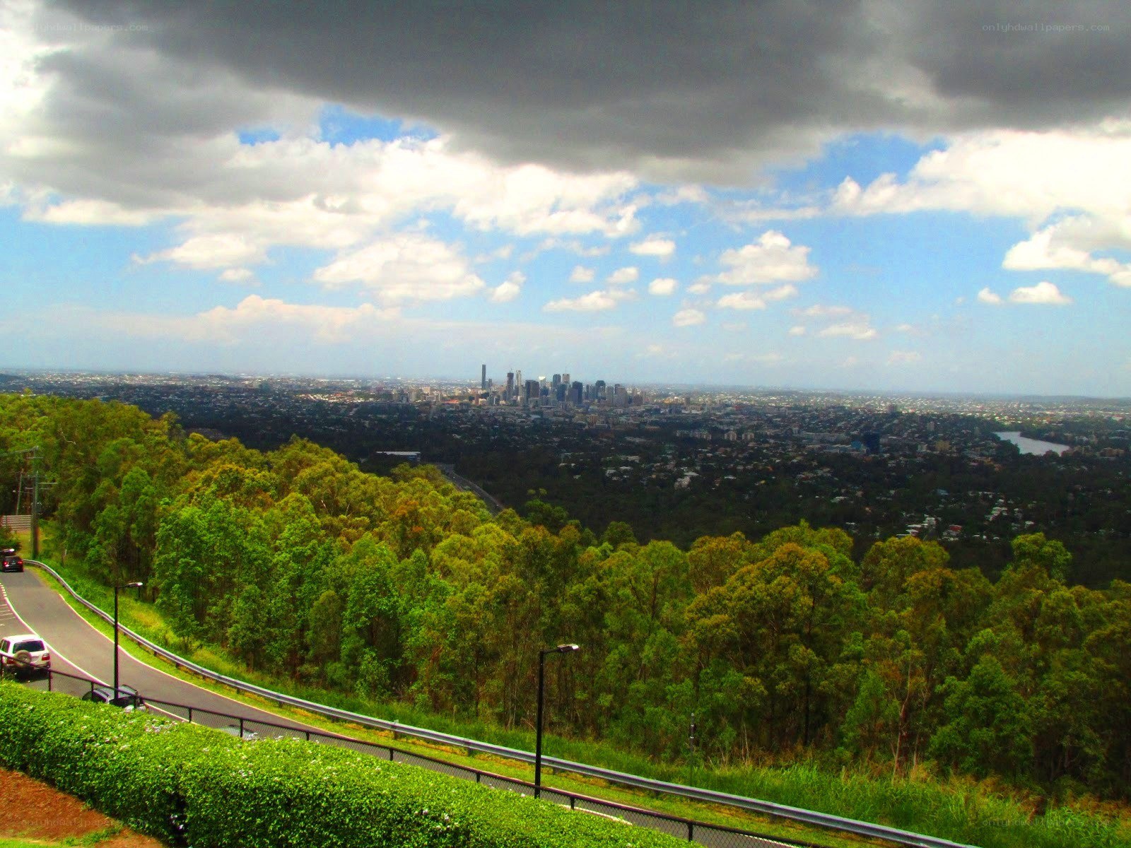 City skyline from a hill