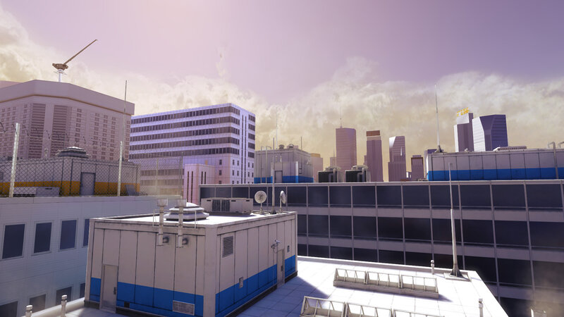 city skyline from rooftop