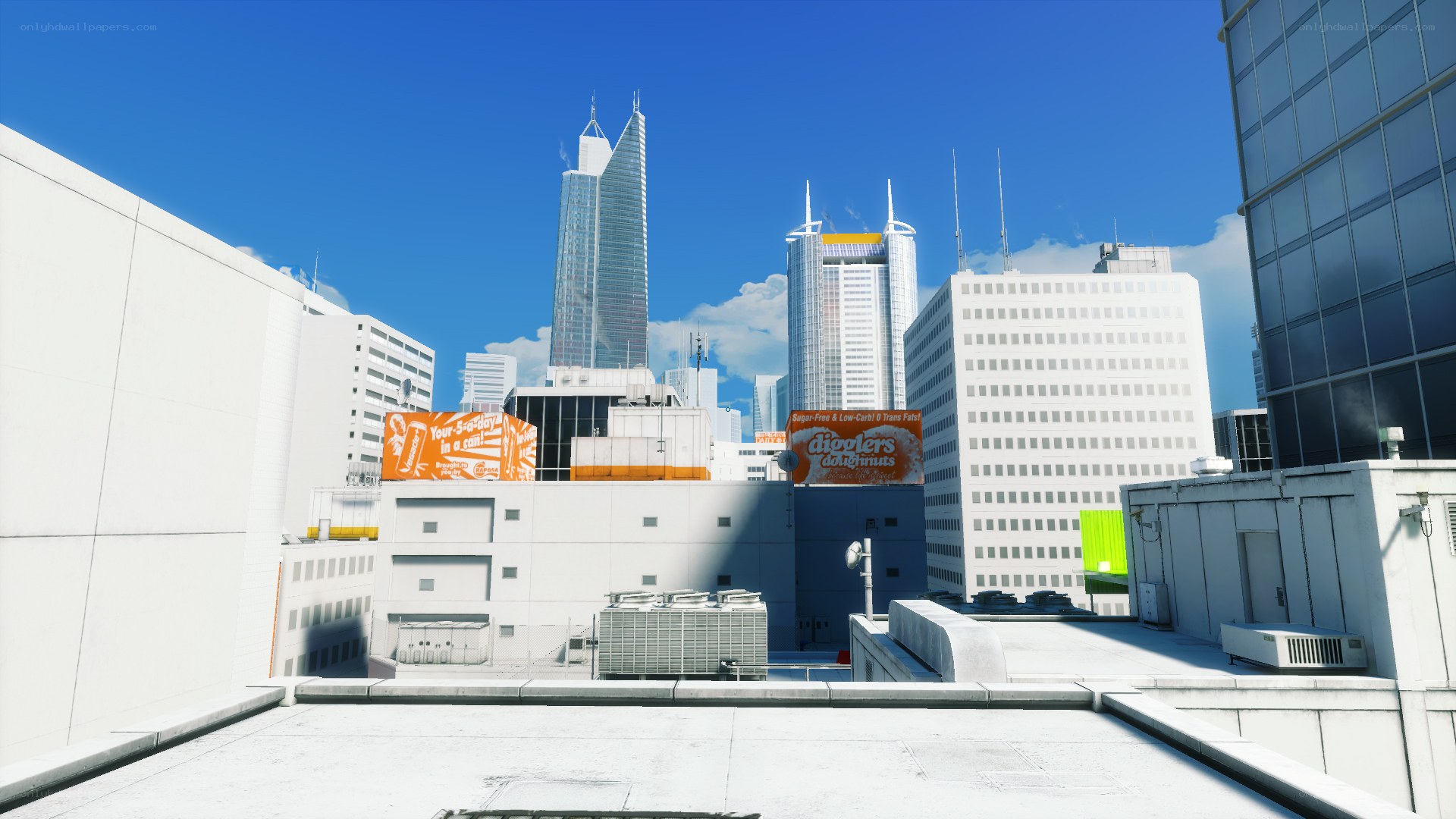 city skyline from rooftop