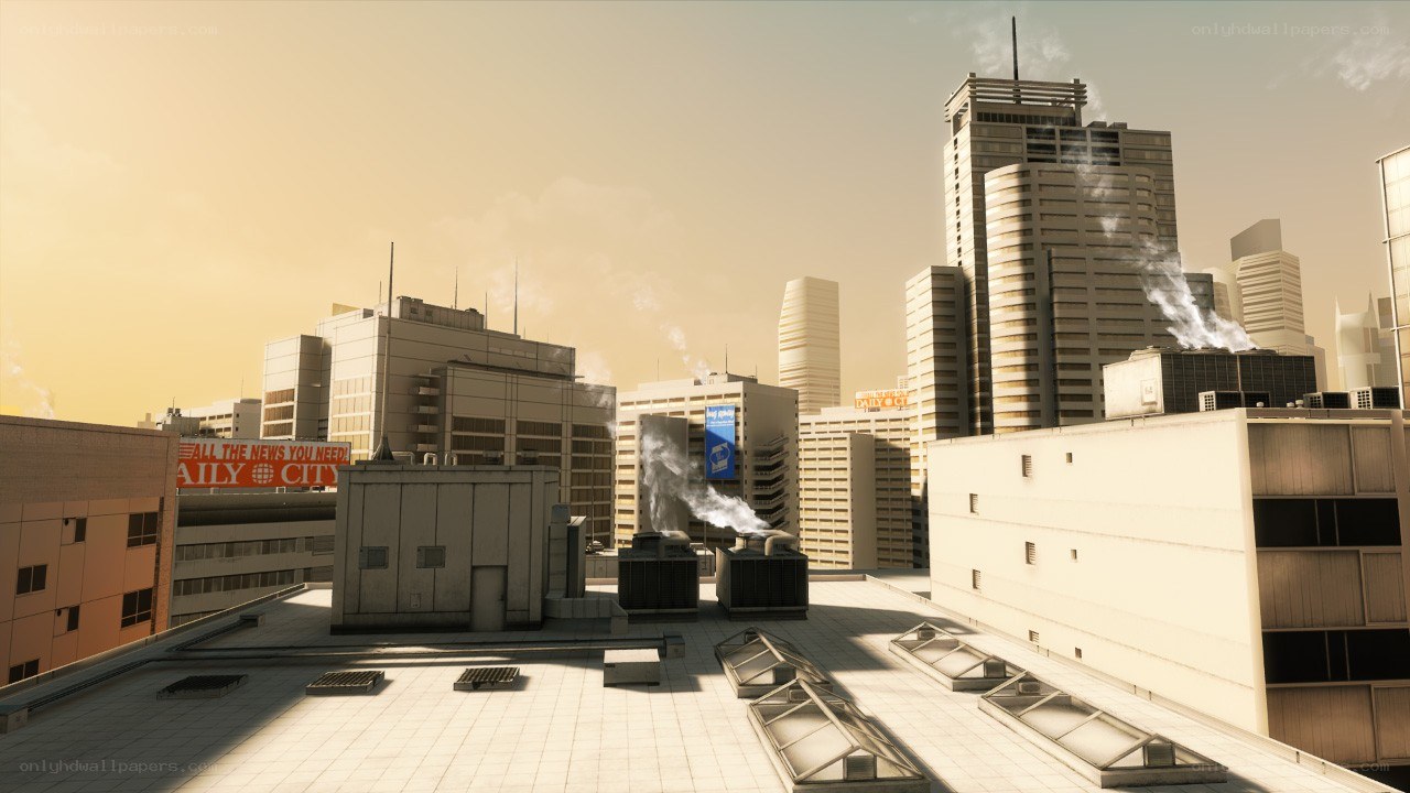 city skyline from rooftop