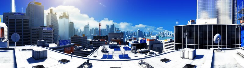 city skyline from rooftop