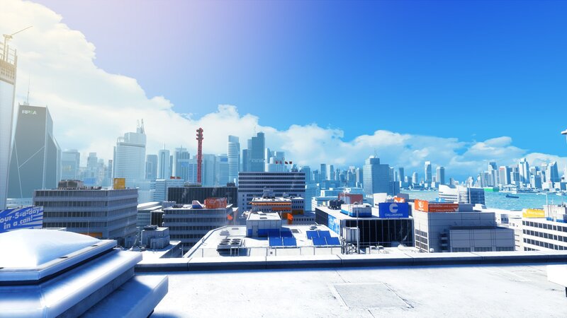 City Skyline from Rooftop — Blue