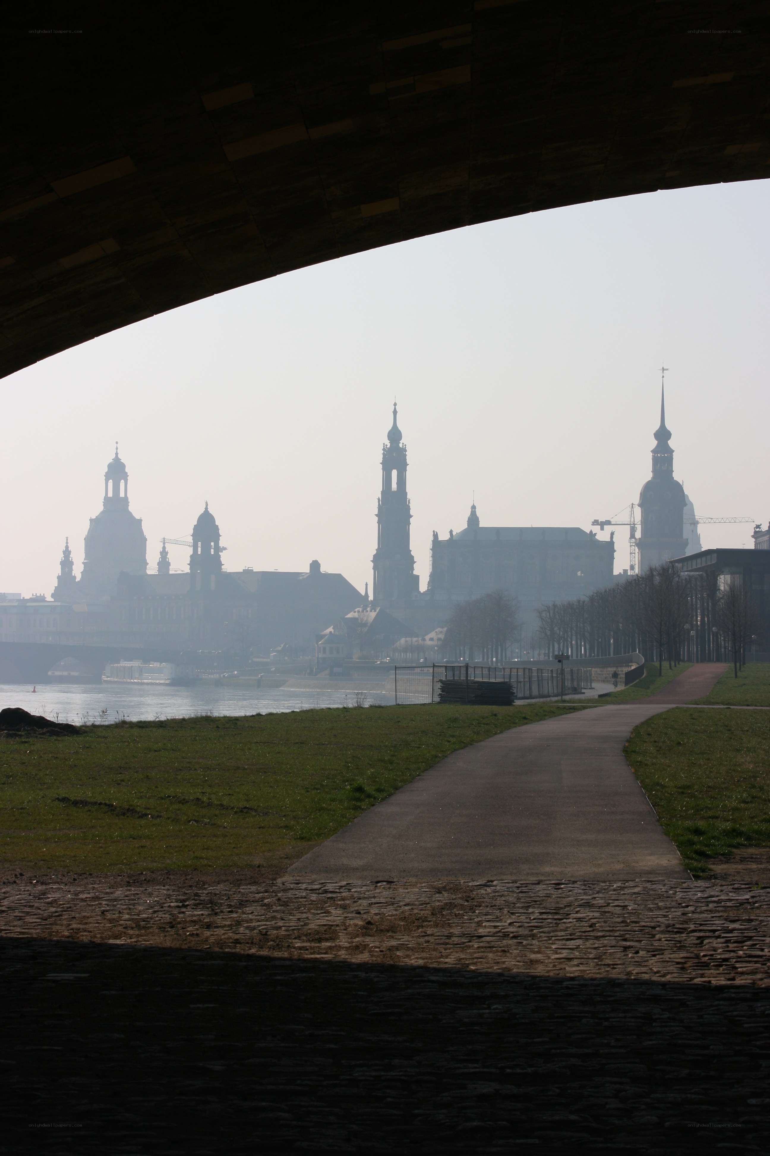City skyline from under a bridge