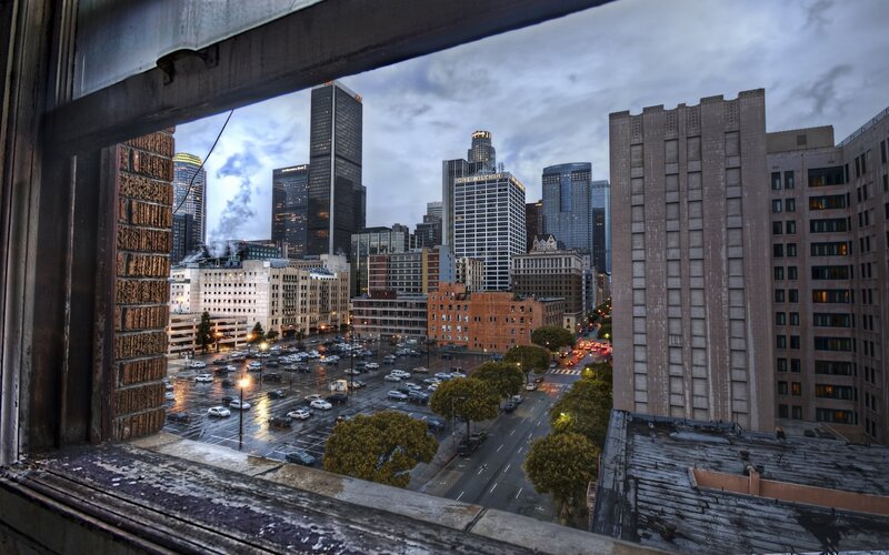City Skyline from Window
