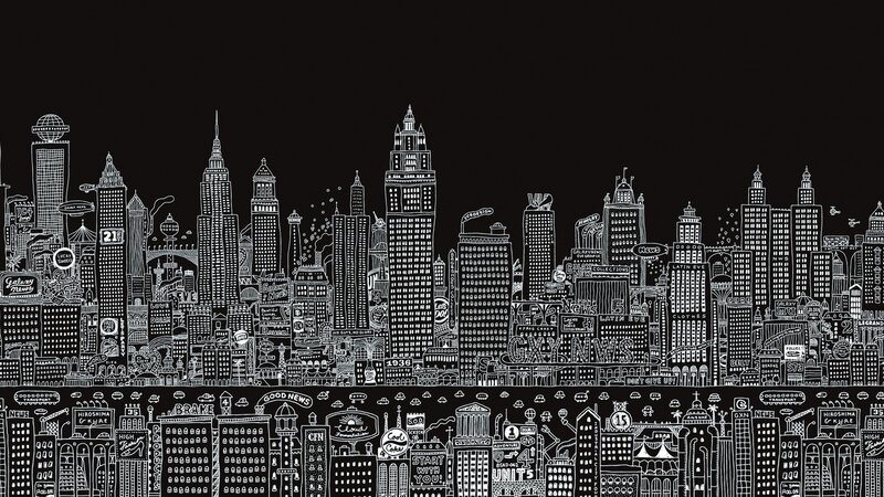 City Skyline Illustration — Black