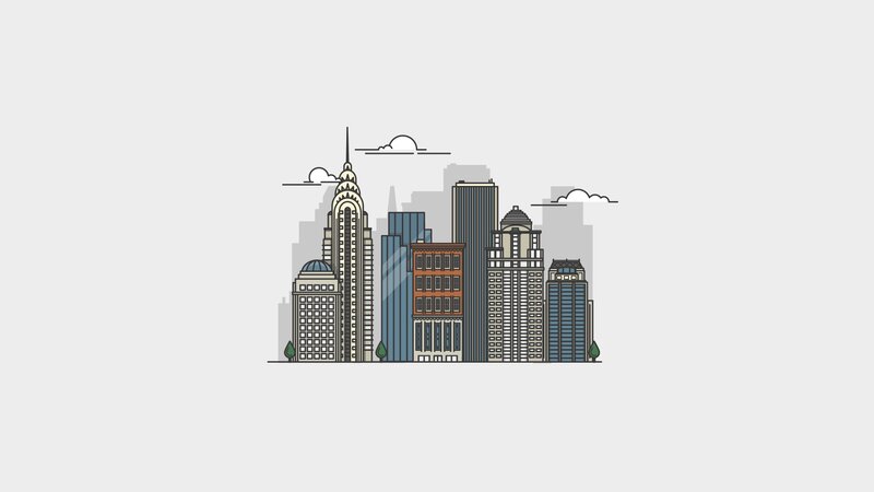 City Skyline Illustration — Gray