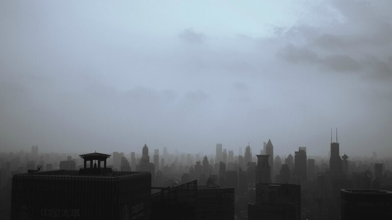 City Skyline in Fog — Gray, Overcast