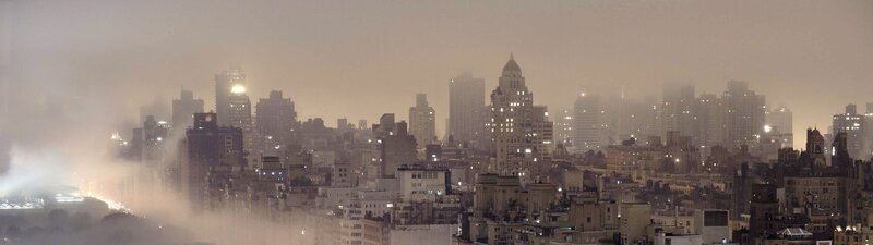 City Skyline in Fog — Gray