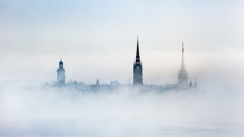 City Skyline in Fog — White