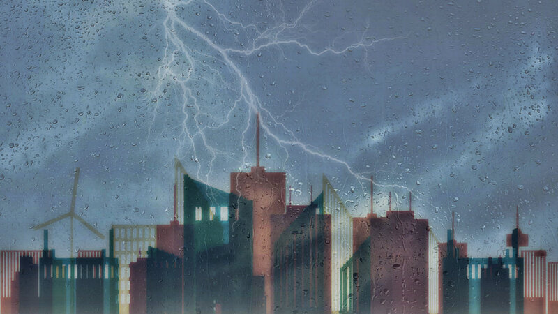 City Skyline in Storm
