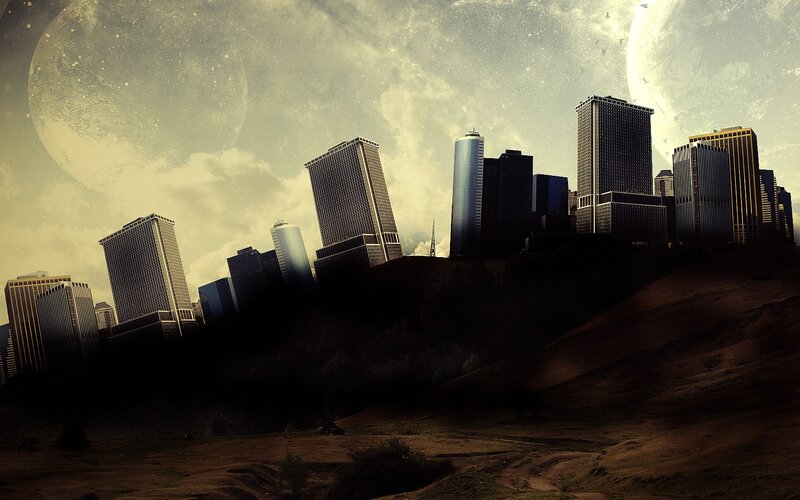 City Skyline on Alien Planet — Brown