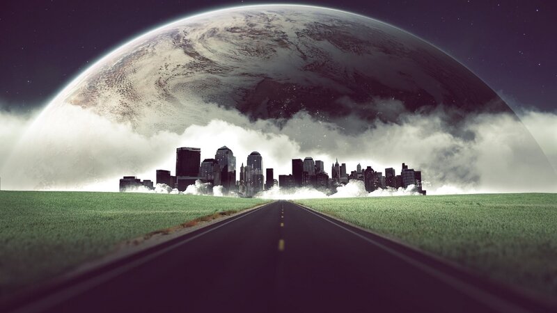 City Skyline on Alien Planet