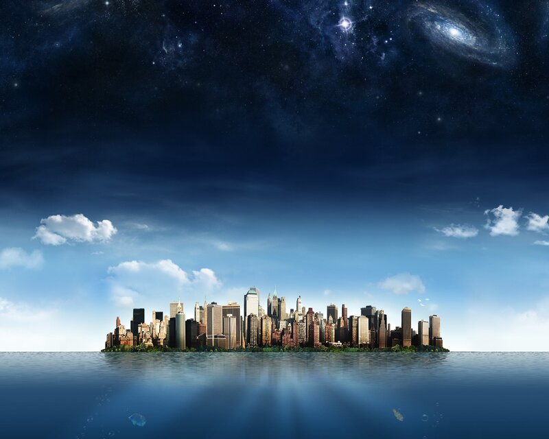 City Skyline on Island