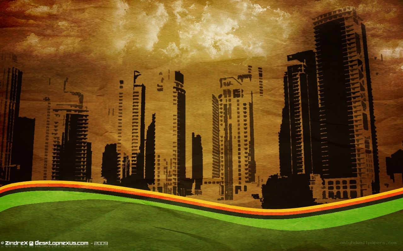 city skyline on textured background