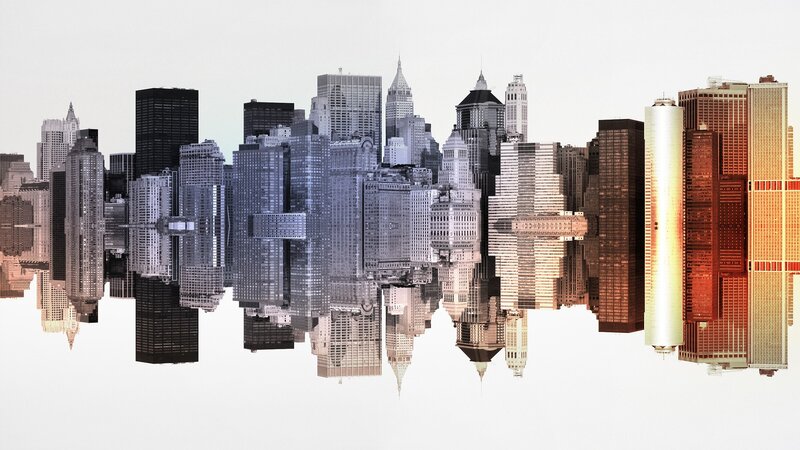 City Skyline Reflection — Gray