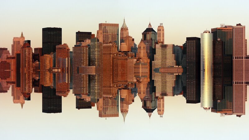 City Skyline Reflection — Orange