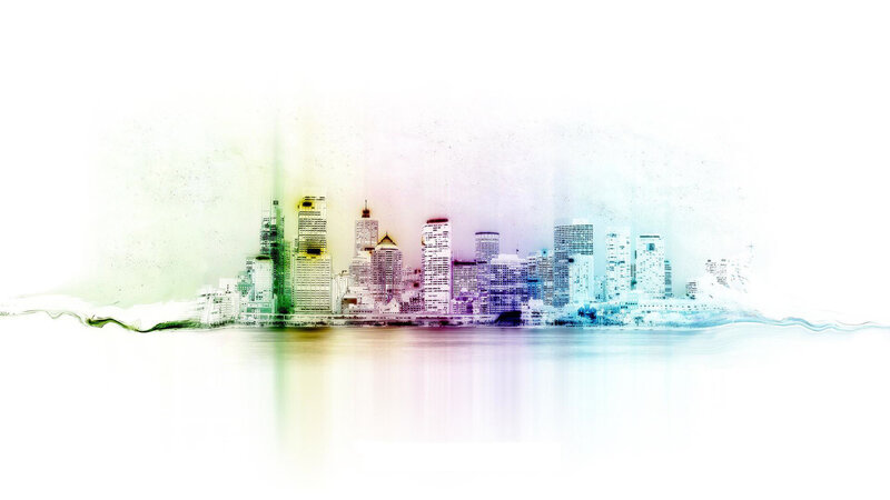 City Skyline Reflection — White