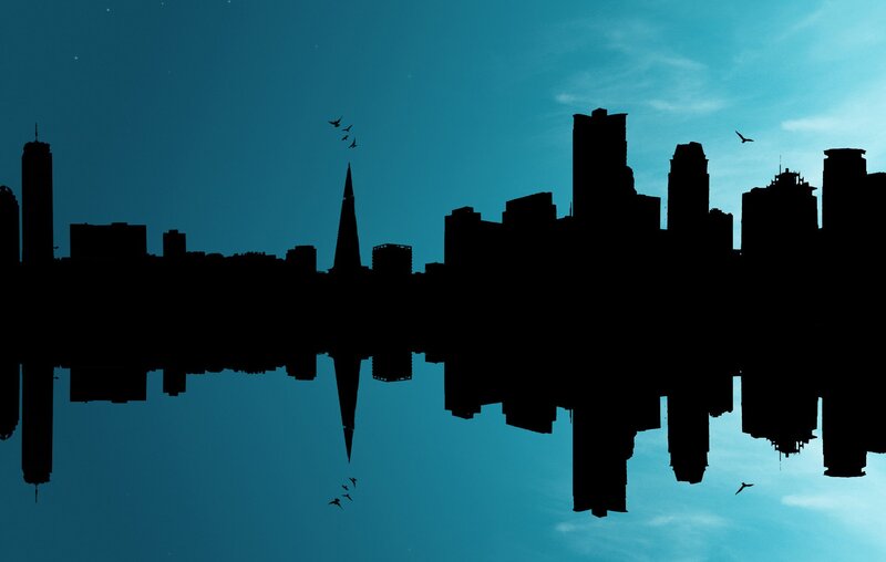 city skyline silhouette at dusk