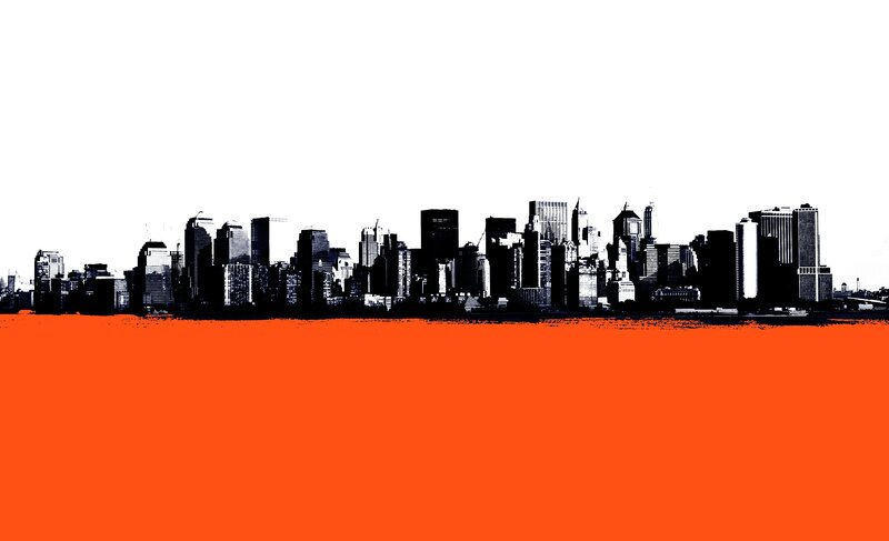 City Skyline Silhouette — Black, Dramatic, Vector Art
