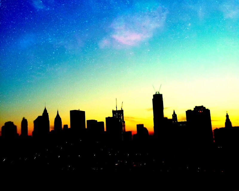 City Skyline Silhouette — Blue