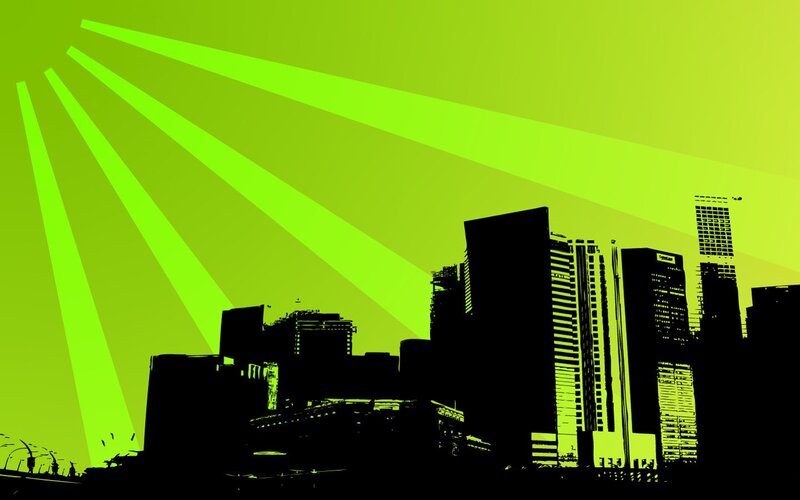City Skyline Silhouette — Green