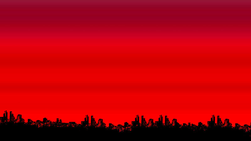 City Skyline Silhouette — Red