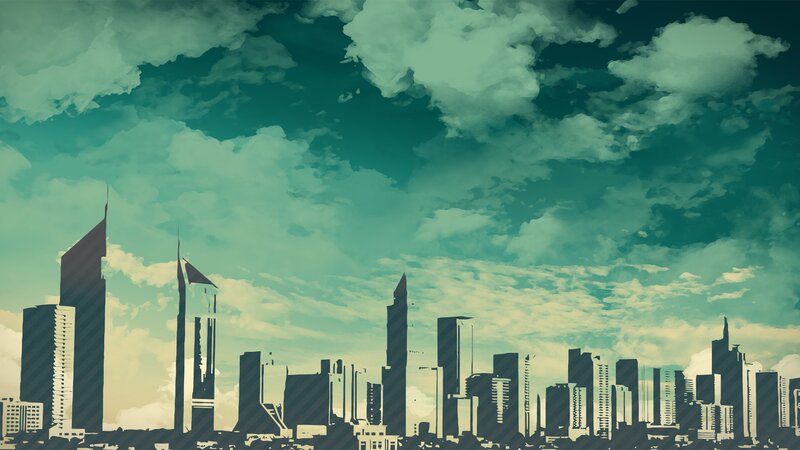 City Skyline Silhouette — Teal