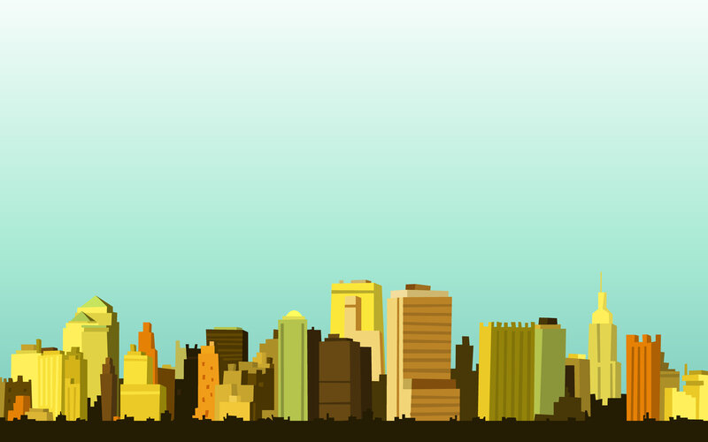 City Skyline Silhouette — Yellow, Calm