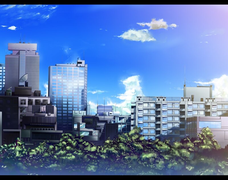 City skyline under blue sky