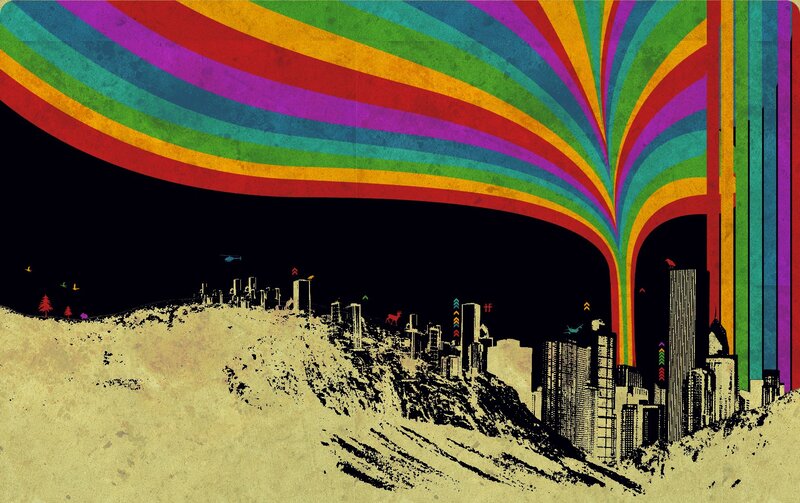 City Skyline under Rainbow