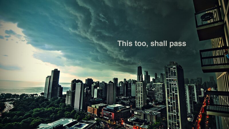 City Skyline under Storm — Gray