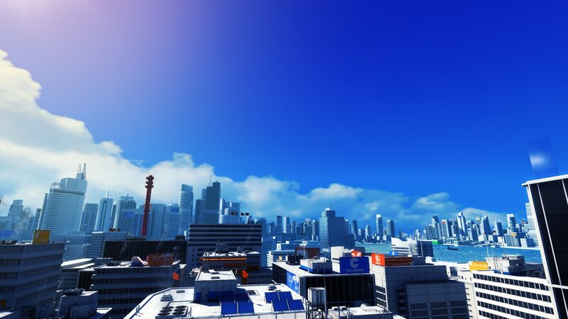City Skyline View — Blue