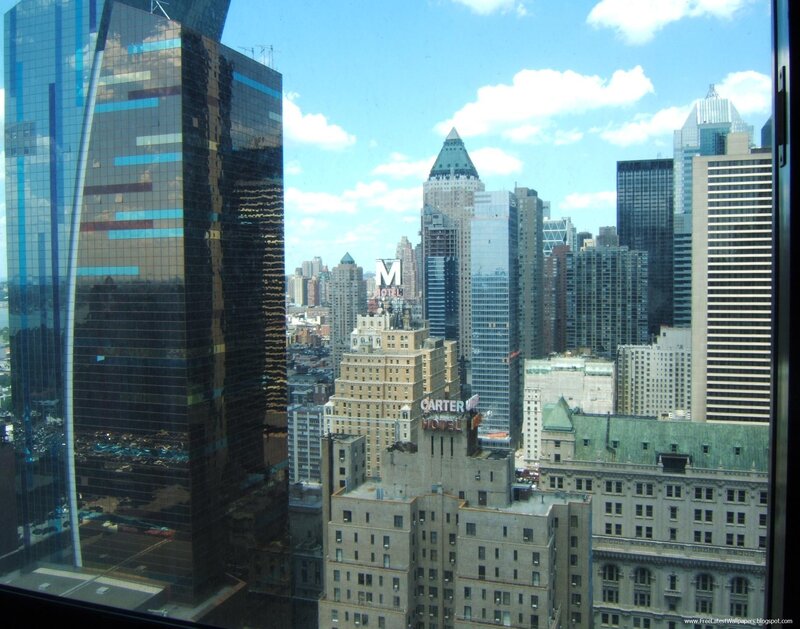 city skyline view from window