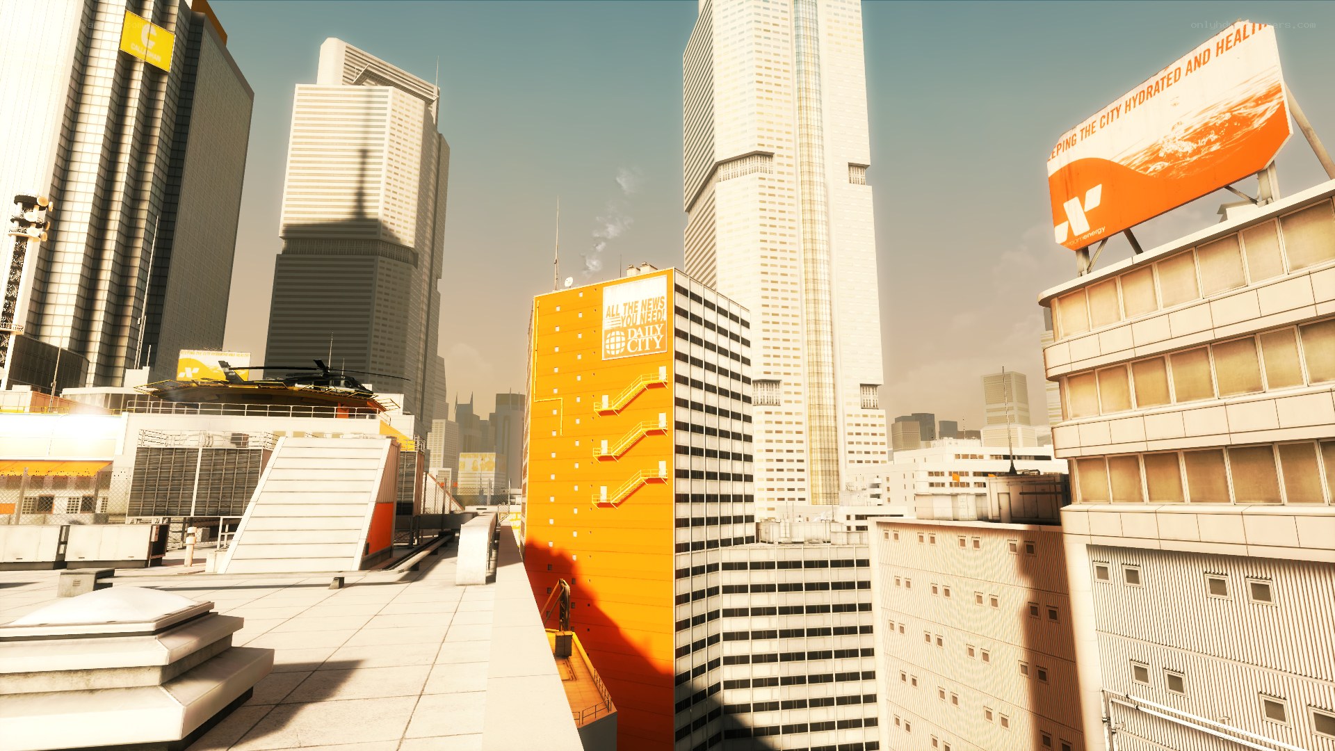 city skyline with billboards