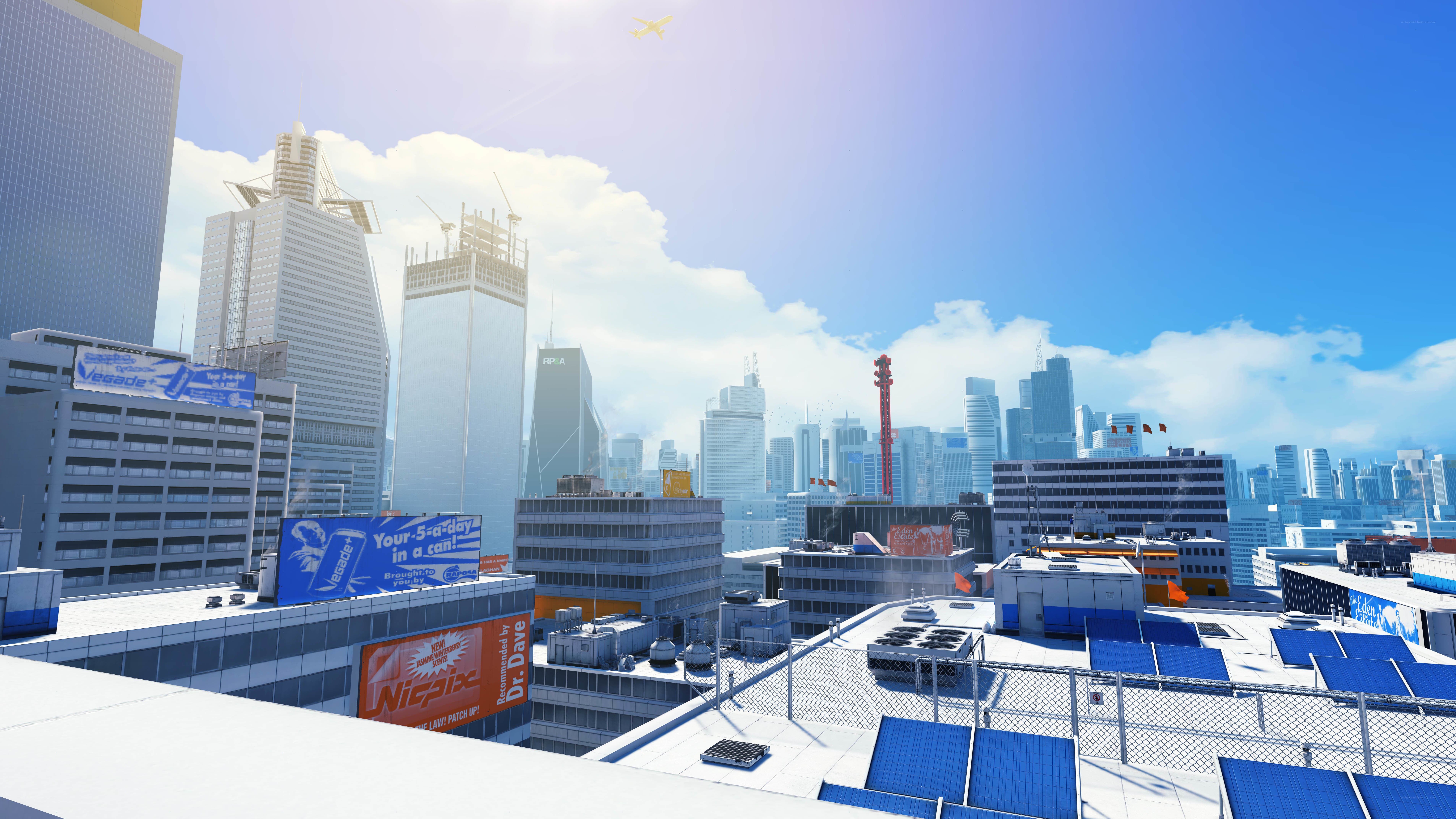 city skyline with billboards