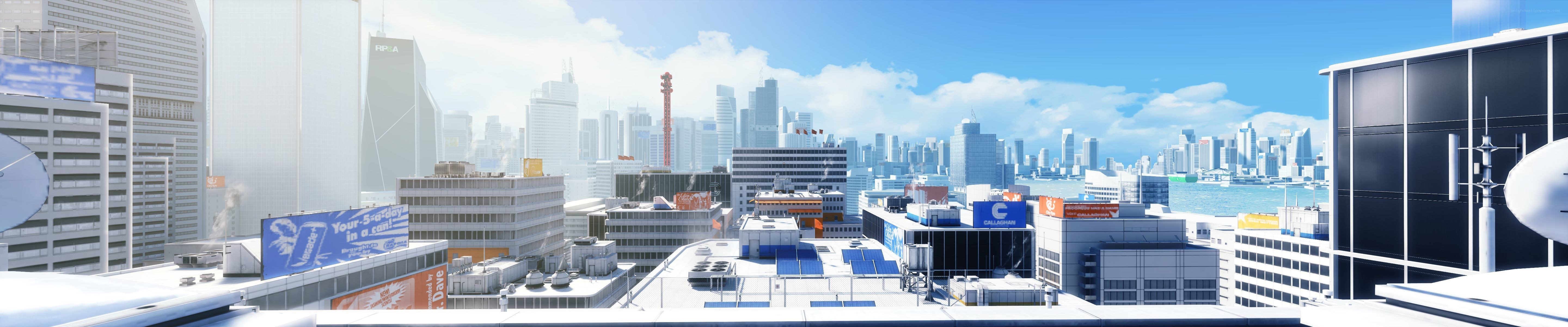 city skyline with billboards