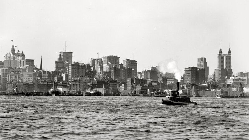 City Skyline with Boats — Black