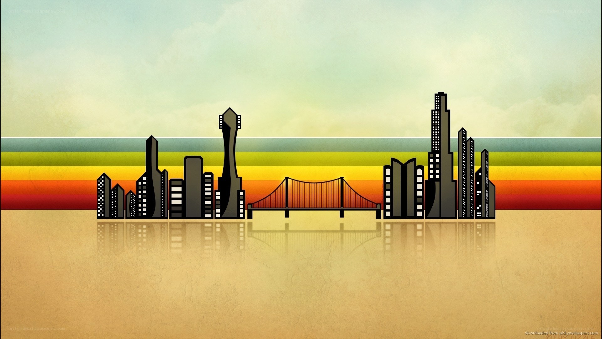 city skyline with bridge