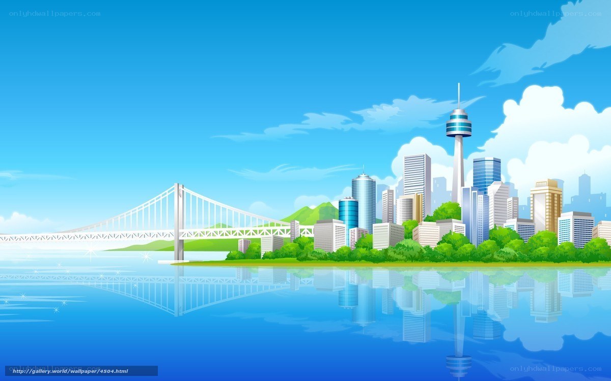 City skyline with bridge