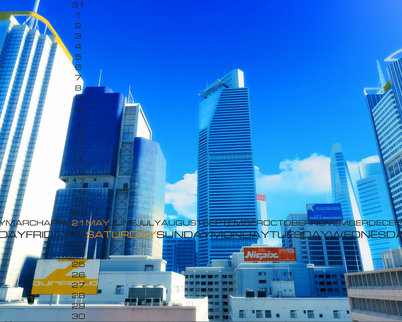 City skyline with calendar overlay