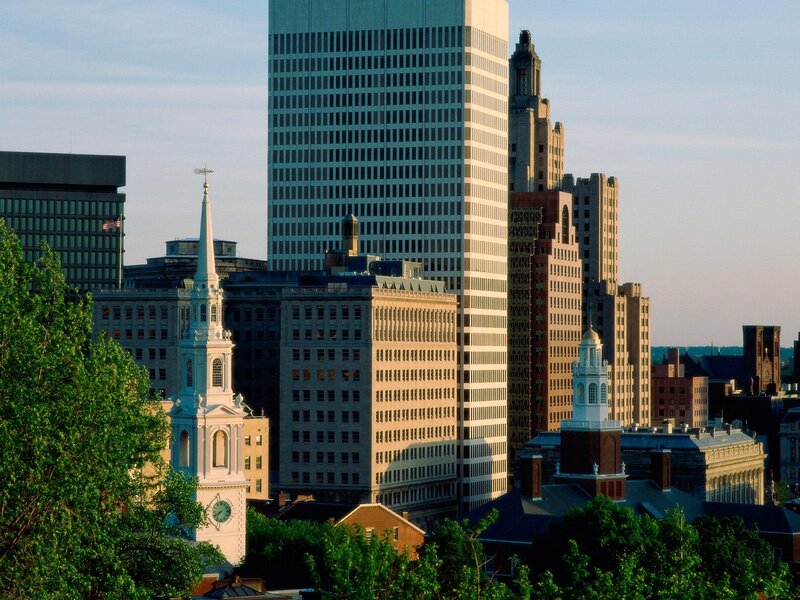 City Skyline with Church Steeple