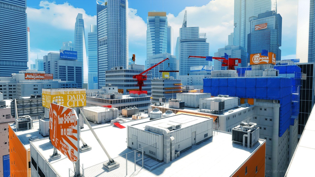 city skyline with construction cranes
