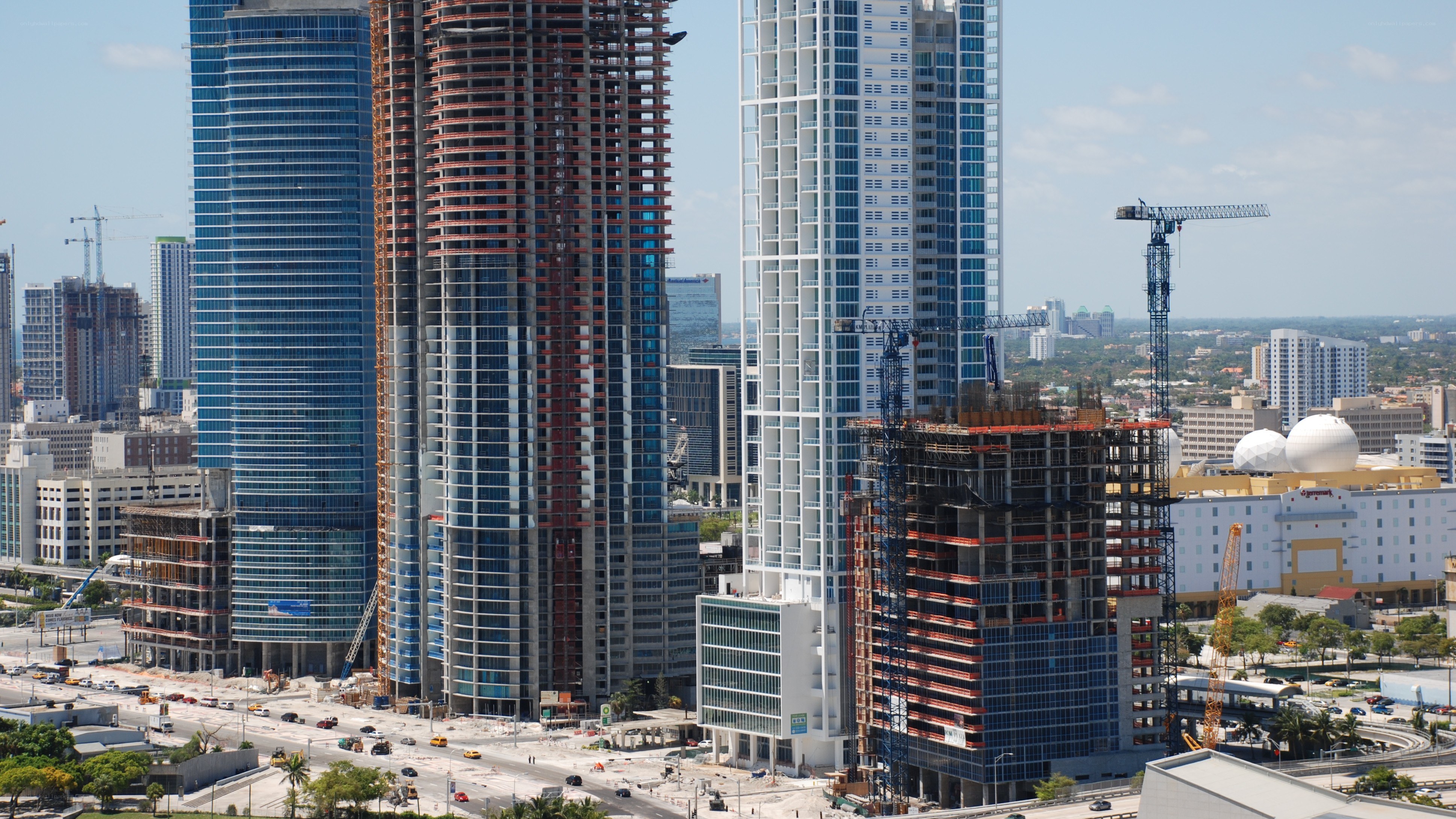 City skyline with construction