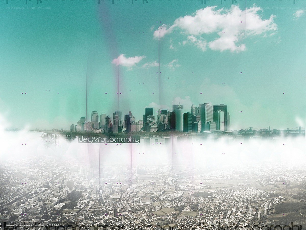 City skyline with digital effects