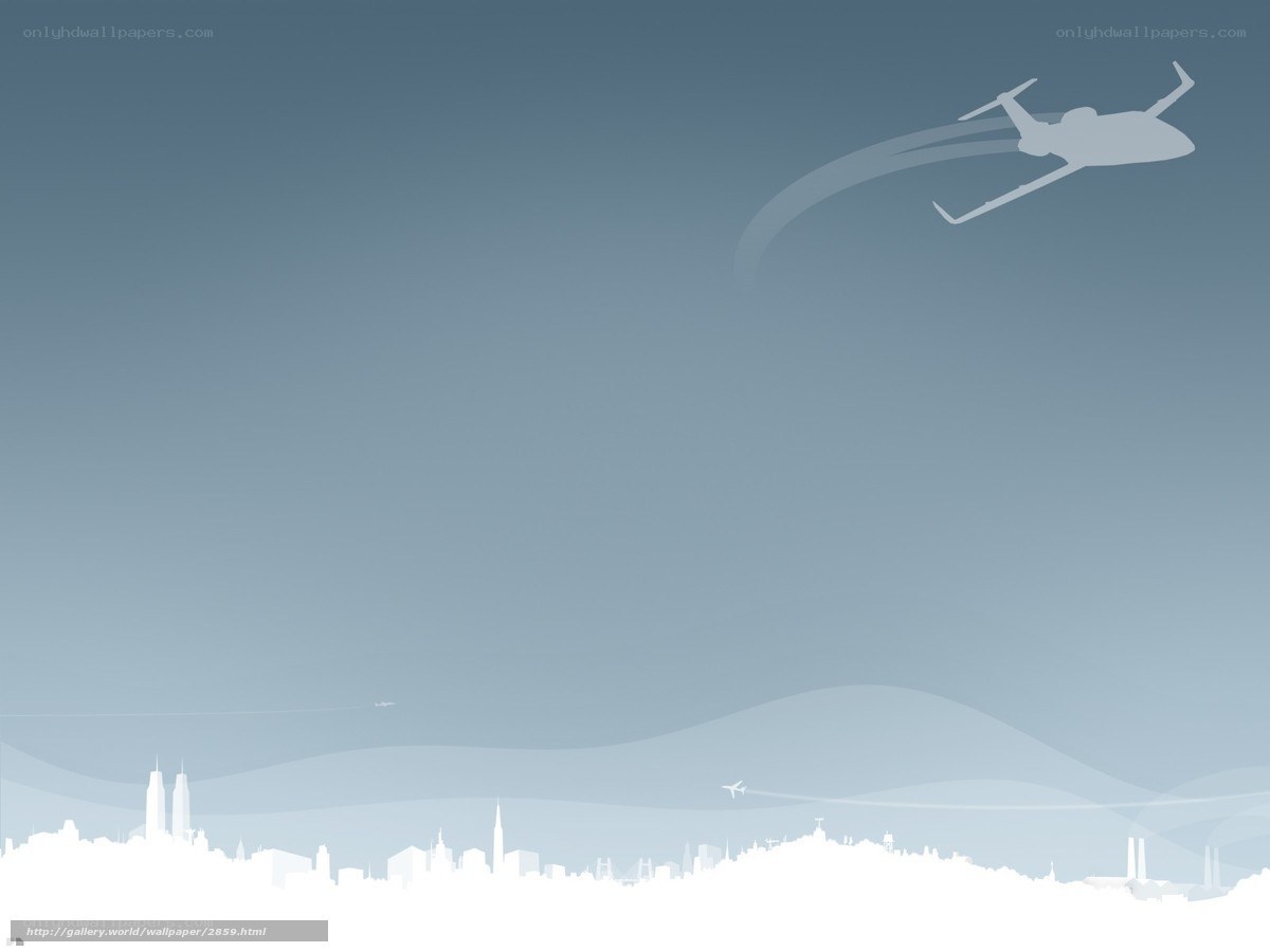 City skyline with flying planes
