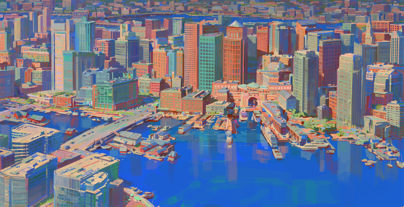 City Skyline with Harbor