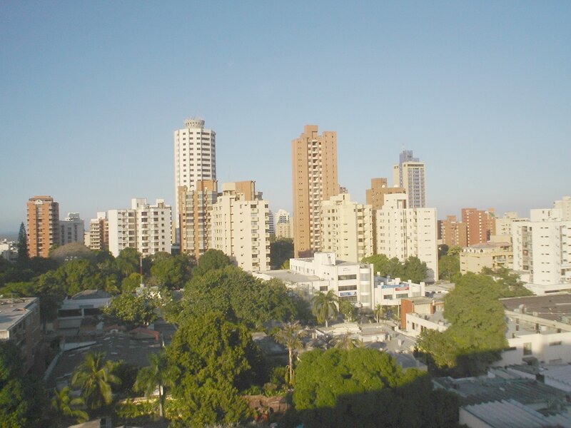 city skyline with high-rise buildings