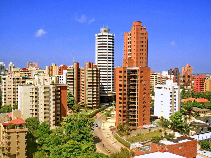 City skyline with high-rise buildings